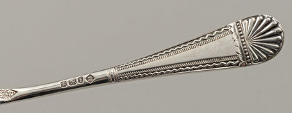 Victorian Sterling Silver Teaspoon (Set of 12) and Tongs Set - Lozenge/ Diamond Registration Mark
